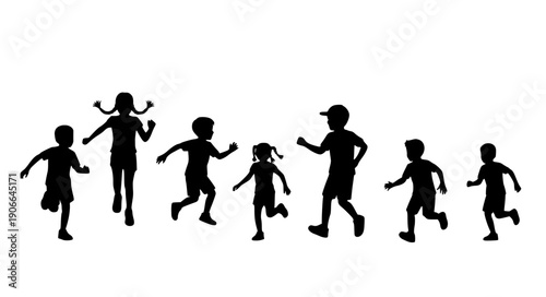 Silhouette of children engaged in creative activities drawing painting and building educational vector illustration