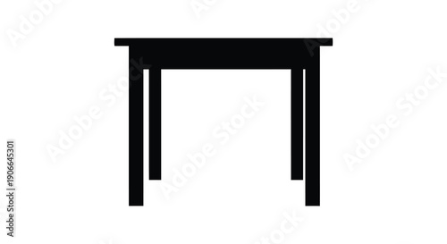A simple dark outline of a rectangular table stands against a bright white background presenting a stark silhouette high quality professional