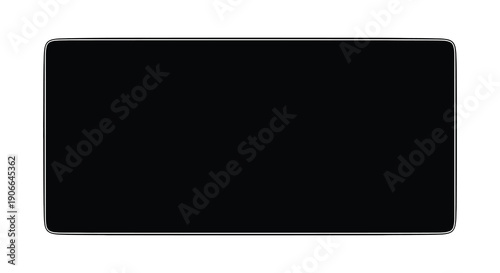 A completely black rectangular screen displays a solid dark void framed by a rounded dark device silhouette high quality professional detailed