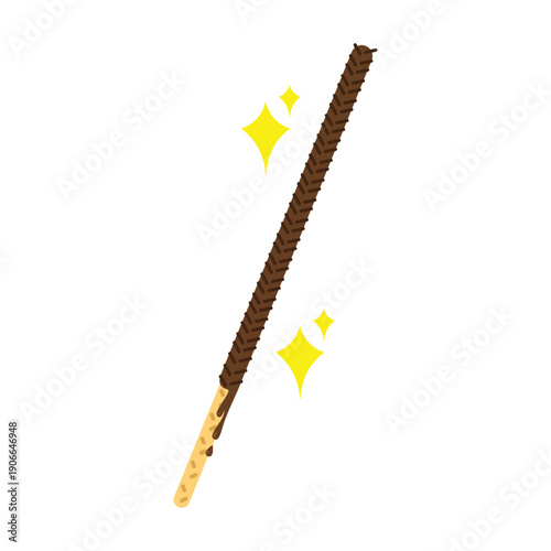 Sparkling chocolate dipped biscuit stick isolated vector illustration.