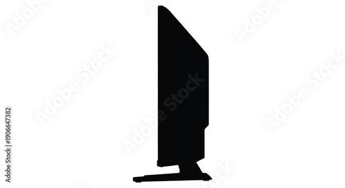 A stark black silhouette of a modern flat screen television on a white background showcasing minimalist design silhouette high quality professional detailed