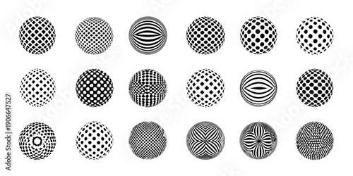 Optical illusions featuring circular patterns in black and white