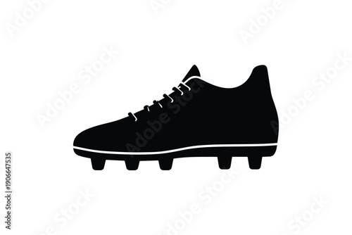 Black silhouette of football cleat soccer shoe icon isolated on white background minimalist sport gear design