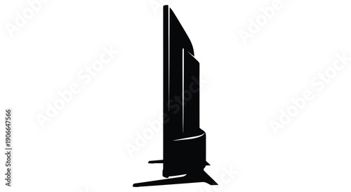 A sleek modern flat screen television is depicted in a stark black profile against a white background showcasing a distinct silhouette