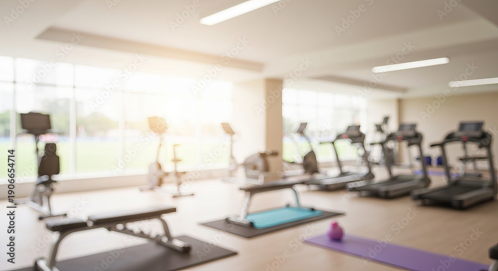 Fototapeta premium Dreamy Atmosphere in a Modern Gym, Creating Calm and Inspiring Workouts with Soft Focus Effect