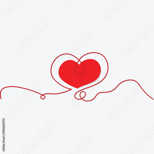 Minimal Line Heart Love Background Romantic Continuous Line Art Valentine Design