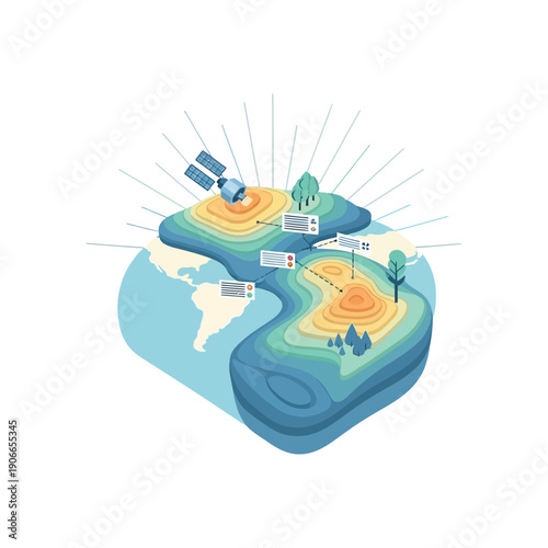 Global Network Connectivity Illustration Showcasing Satellite Communication, Data Transmission, and Advanced Worldwide Technology Infrastructure for Seamless Information Exchange