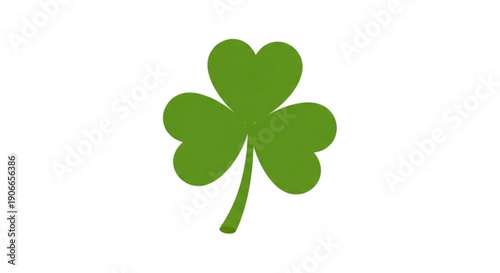 Lucky green four leaf clover on white background symbolizing good fortune