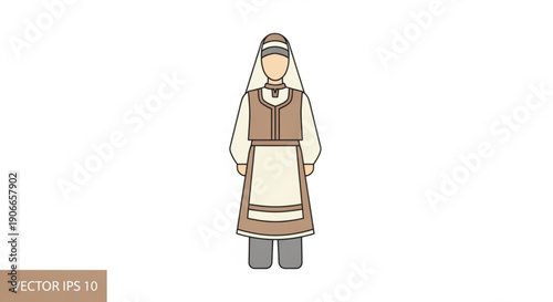 Woman in traditional clothing standing alone in simple outfit and headscarf