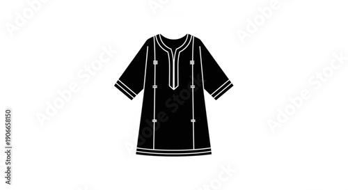 Traditional black dashiki with white trim and embroidery