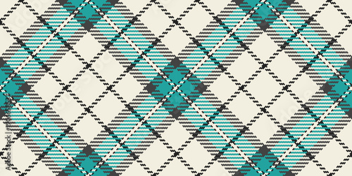 Livingroom pattern plaid seamless, 40s texture textile fabric. Wallpaper background check vector tartan in white and teal colors.