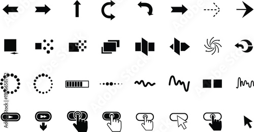 Icon Set: Arrows, Loading Spinners, Clicks, Waves