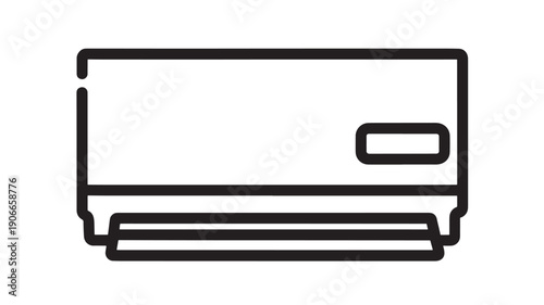 Air conditioner wall unit icon in bold black outline, minimal HVAC cooling and heating symbol, modern climate control equipment pictogram isolated on white