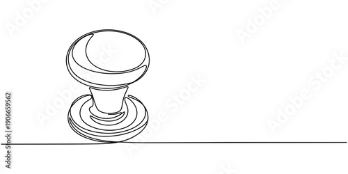 Door knob continuous one line drawing. Open door one line illustration. One continuous line drawing of opened door. Door outline drawing illustration. Continuous one line drawing of Opened door design