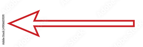 Red Thin Line Left Pointing Arrow Icon Minimalist Vector Illustration Isolated on White Background for Navigation Interface Design and Directional Signage.