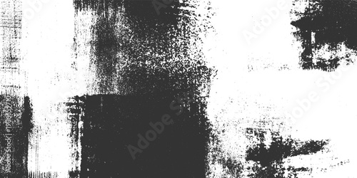 Textured monochrome abstract background with rough brush strokes and speckled patterns black