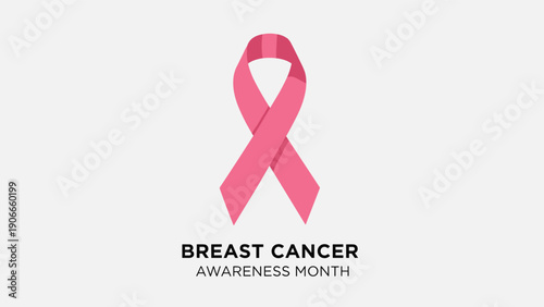 Breast cancer awareness month official symbol featuring a pink ribbon representing solidarity and health prevention.