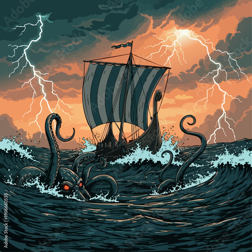 vector of Viking ship