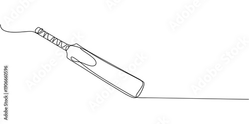 Professional cricket bat continuous one line drawing, Continuous single line drawing cricket bat, ball, and wicket stumps isolated on white background vector illustration