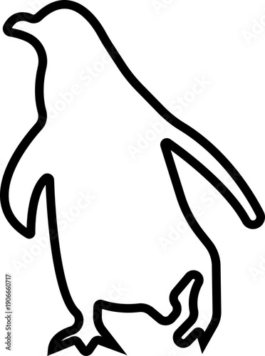 Penguin Line Style Vector Black Icon, Antarctic Bird Silhouette Symbol and Wildlife Outline Graphic Group Featuring Penguin, Seabird and Flightless Bird