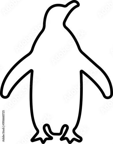 Penguin Line Style Vector Black Icon, Antarctic Bird Silhouette Symbol and Wildlife Outline Graphic Group Featuring Penguin, Seabird and Flightless Bird