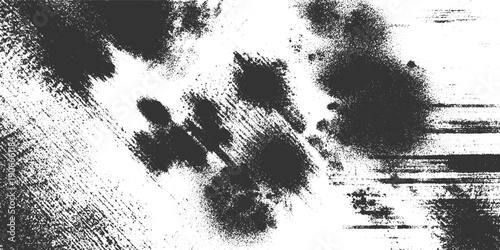 Grungy distressed black and white abstract texture with splattered paint and linear marks grunge