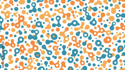 Abstract colorful geometric pattern featuring connected circles and dots creating a vibrant modern texture on white background.