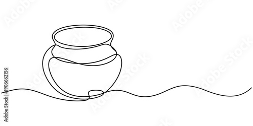 clay pot continuous line drawing, One line drawing of ancient Greek clay vase, isolated on white background, Clay pot, Water Pot-line art, single line art, continuous line art, vector art.