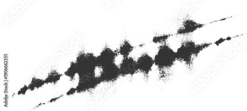 Dark speckled abstract pattern with diagonal streaks and irregular shapes on white background texture