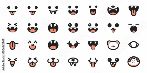 Collection of colorful cartoon face icons with various expressions