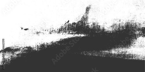 Black and white textured abstract pattern with grainy overlay and dark smudges