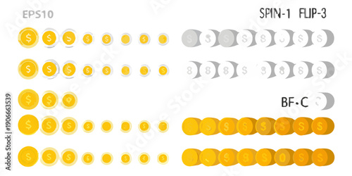 Arrangement of golden and silver coins in repeating patterns and rows