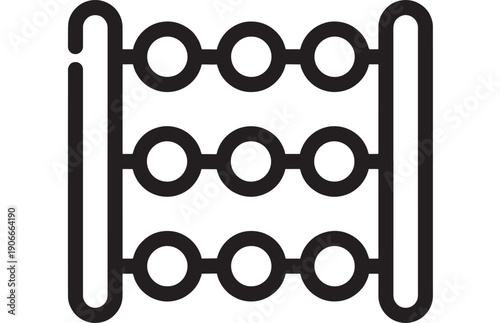 Abacus simple black icon with beads and frame, vector illustration for counting and math featuring calculator, ancient, tool with education and arithmetic elements for finance projects, clean