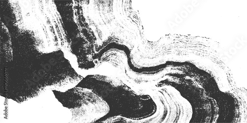 Abstract monochrome textured background with swirling dark gray and white organic shapes and granular detail