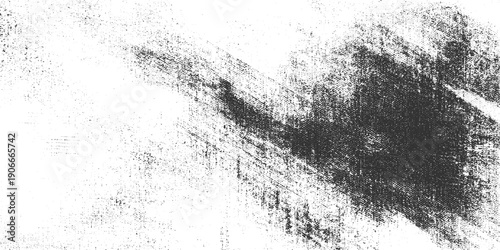 Black ink brush strokes on textured white canvas with subtle dot pattern