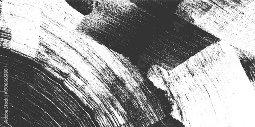 Abstract textured background with thick black brush strokes on white canvas