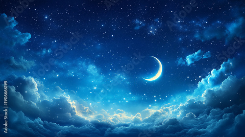 Night sky with stars and galaxy in outer space. Night landscape. Sky