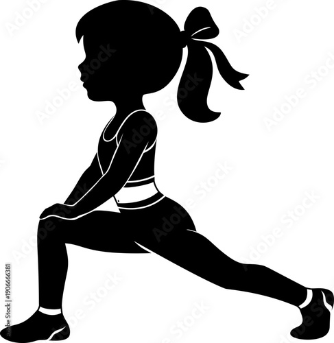 Girl performing lunge exercise, showcasing flexibility and strength in fitness pose