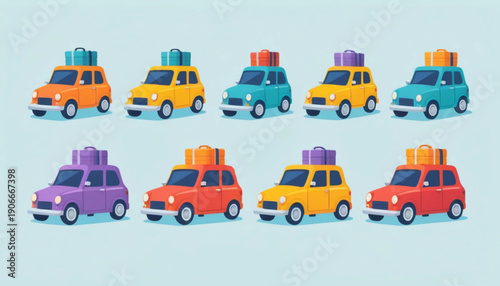 Illustration of a car icon with an Eid al-Fitr homecoming theme