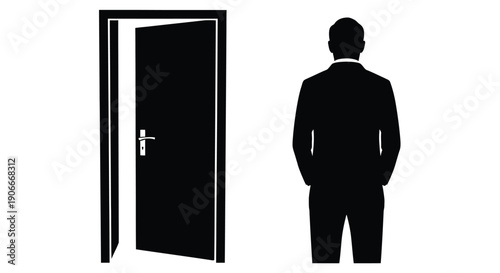 A man stands before an open doorway a striking silhouette