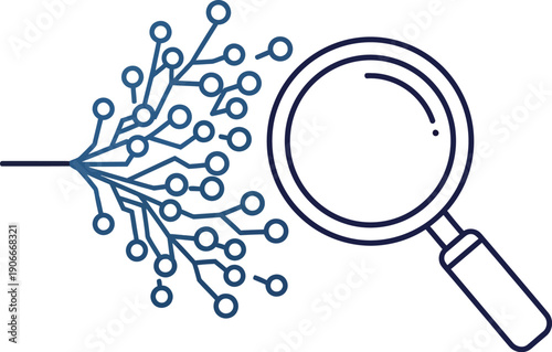 Data Analysis and Digital Information Search Icon