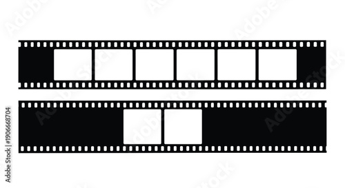 Film strips with blank frames a striking black and white silhouette