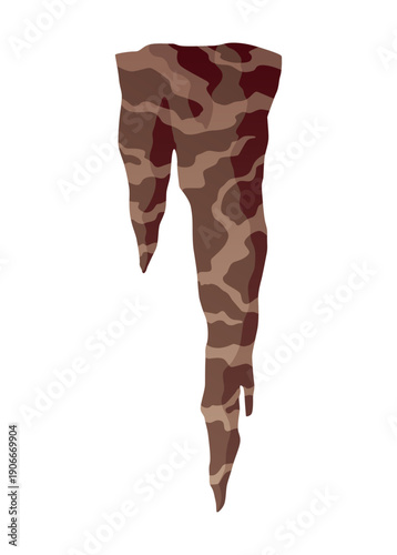 Stalactite. Icicle shaped hanging mineral formations in cave. Nature brown limestone, material stone icon. Natural growth geology formations