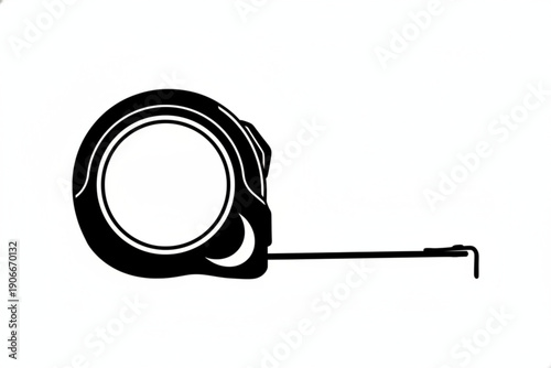 Precision Measure: A sleek, black measuring tape isolated against a pristine background, perfectly illustrating accuracy and the art of measurement.