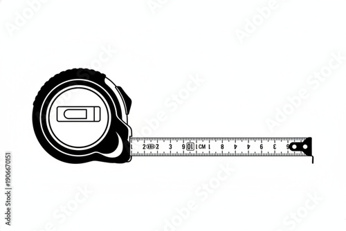 Tape measure and the Measure of Precision: A precise tape measure, extended to reveal its clear markings and the integrated level bubble, symbolizing accuracy and detail in construction and design.
