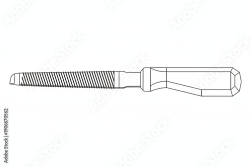 Precision Craftsmanship: A detailed, isolated illustration showcases a hand file, highlighting its distinct features and essential role in precision work and craftsmanship.
