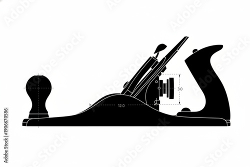 Precision Tool: This image showcases a detailed outline of a hand plane, an essential tool for woodworking, highlighting its intricate design and functionality.