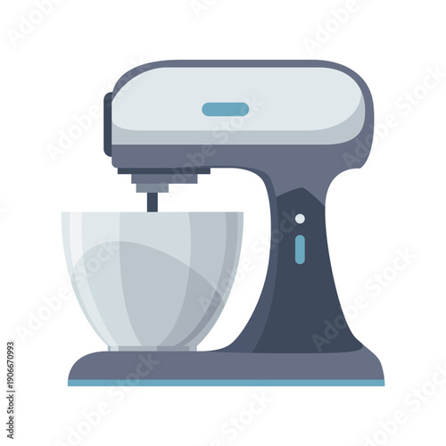 Illustration of nostalgic retro countertop kitchen mixer with controls, Artistic depiction of traditional vintage stand mixer featuring speed settings and base details