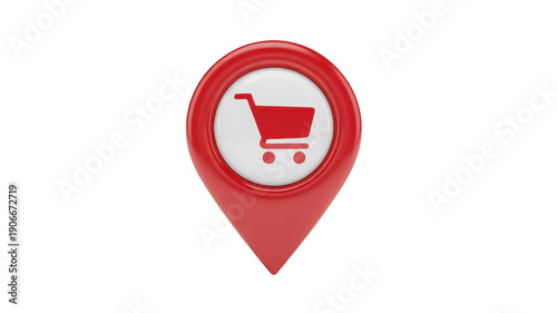 Red Map Pin with Shopping Cart on Black pin shopping isolated on a transparent background Free Download Red Map Pin with Shopping Cart on Black pin shopping isolated on a transparent background - GFXLoad