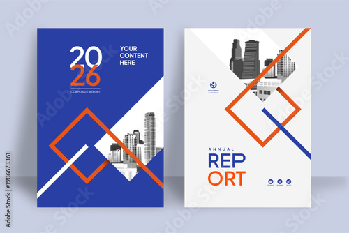 Business Report Cover Template – Blue Geometric Layout (A4)